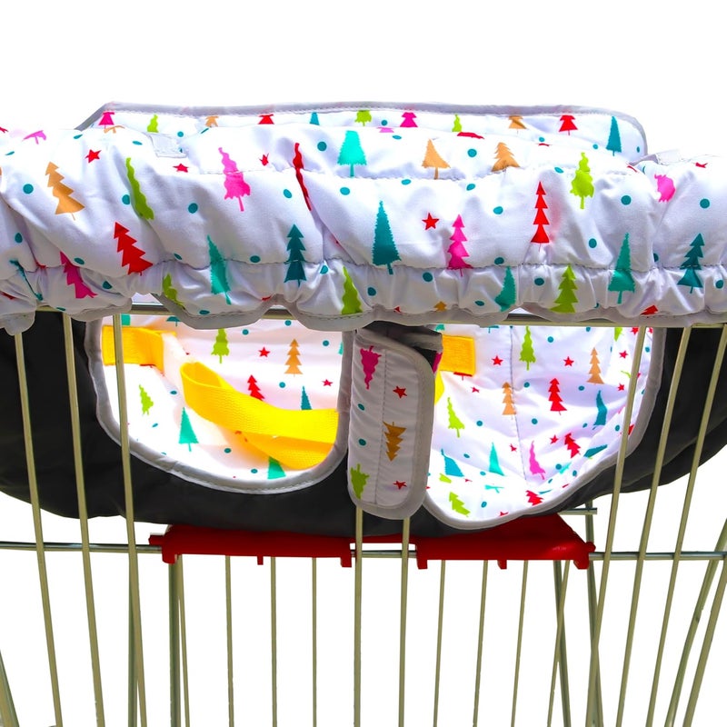 Gowraps 2-in-1 Shopping Cart and High Chair Cover-Grocery Cart Cover for Babies Toddlers Infants Resturant Highchair Cover-Padded Folds to Portable Pouch for Baby Boy Girl (Multicolor Tree) - Image 4